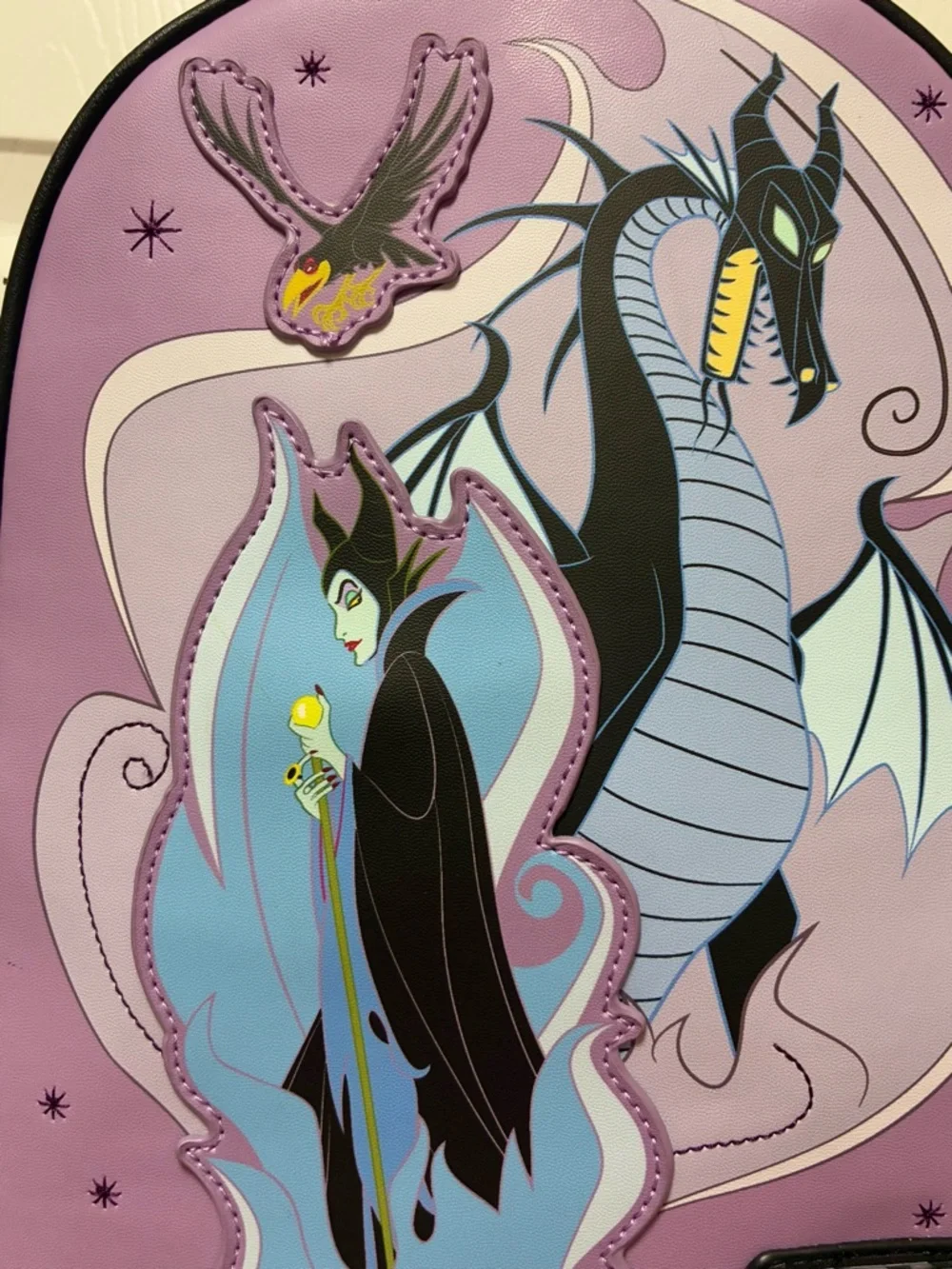 Loungefly Disney Maleficent & Dragon Lavender and Black Backpack NWOT